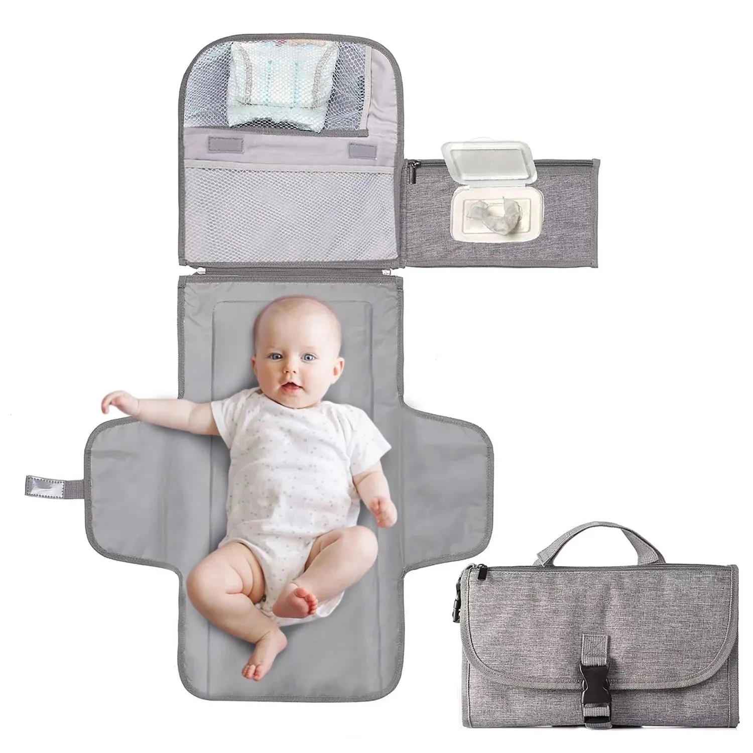 , Gray Kit, Gift Waterproof Shower Pad, Changing Baby Diaper Limited quantity Changing Travel Curated collection Portable