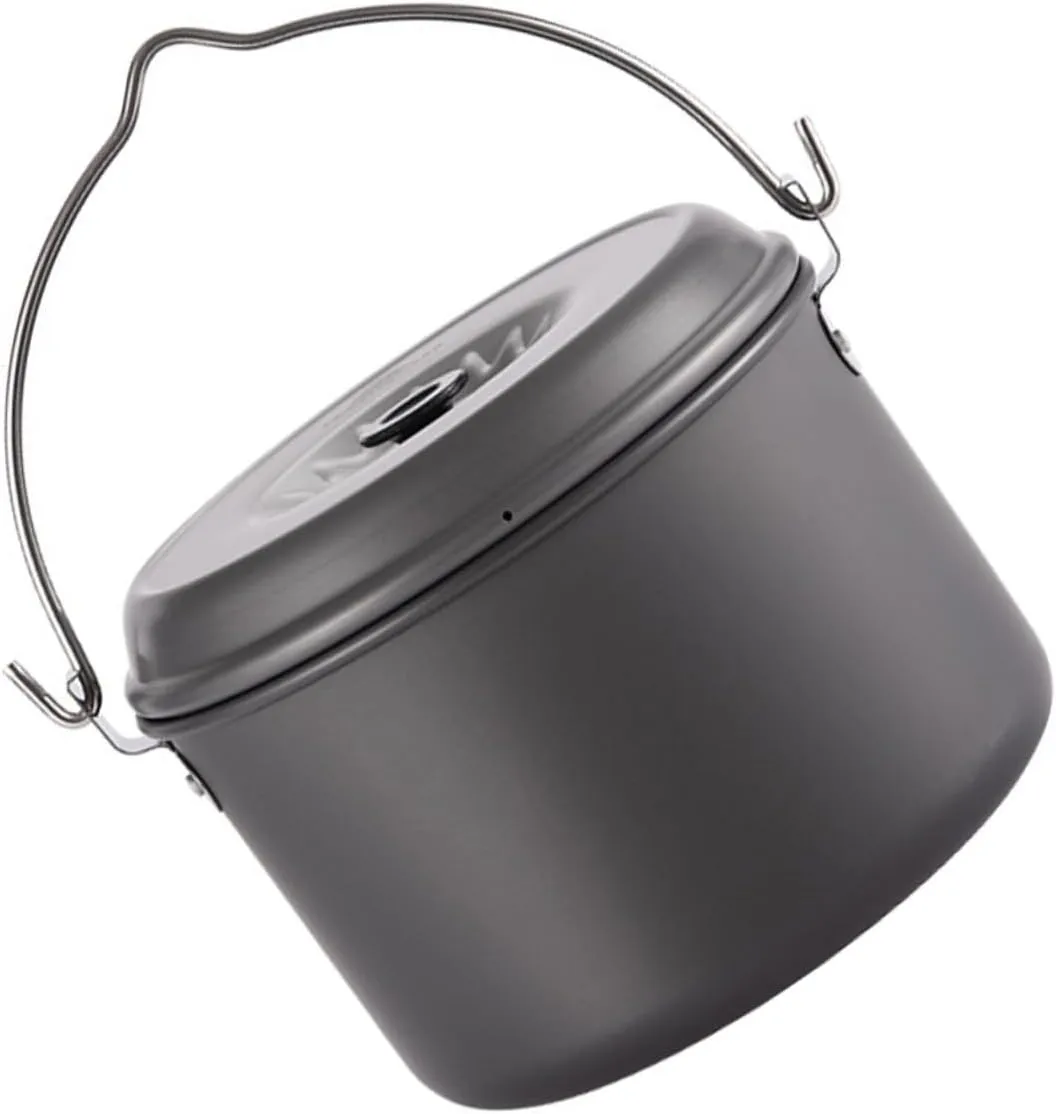 1Pc Portable Camping Pot Capacity Cookware for Outdoor Cooking Durable Design with Riveted Handles for Hiking and Picnic
