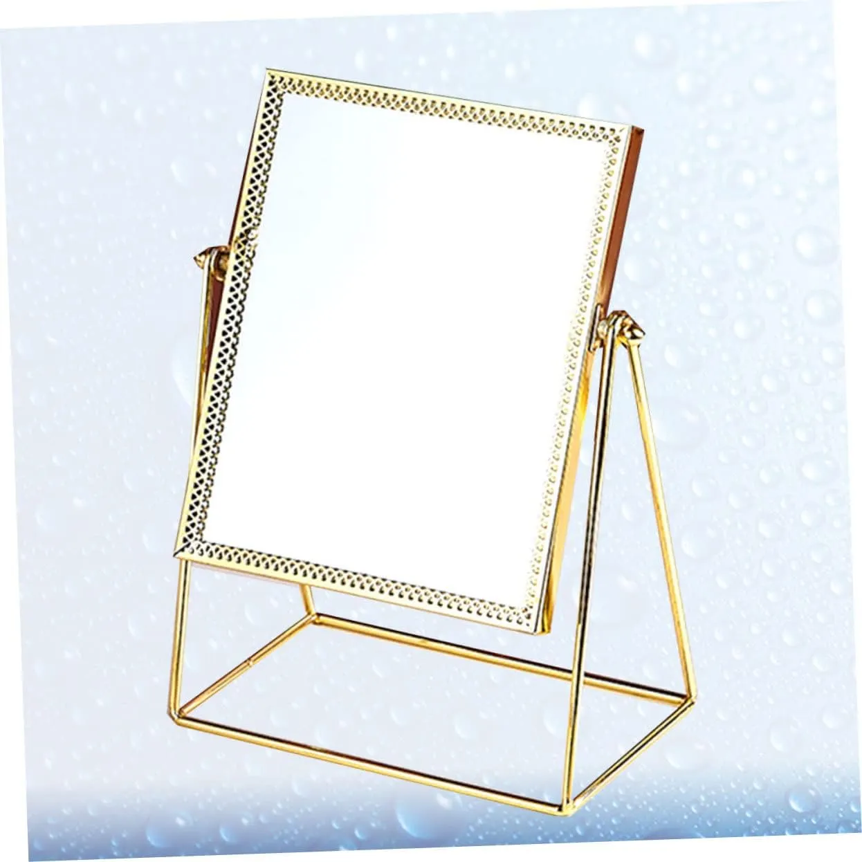 1pc Square Flower Lace Makeup Mirror Decorative Desk Mirror for Friends Family Elegant Design Golden Finish