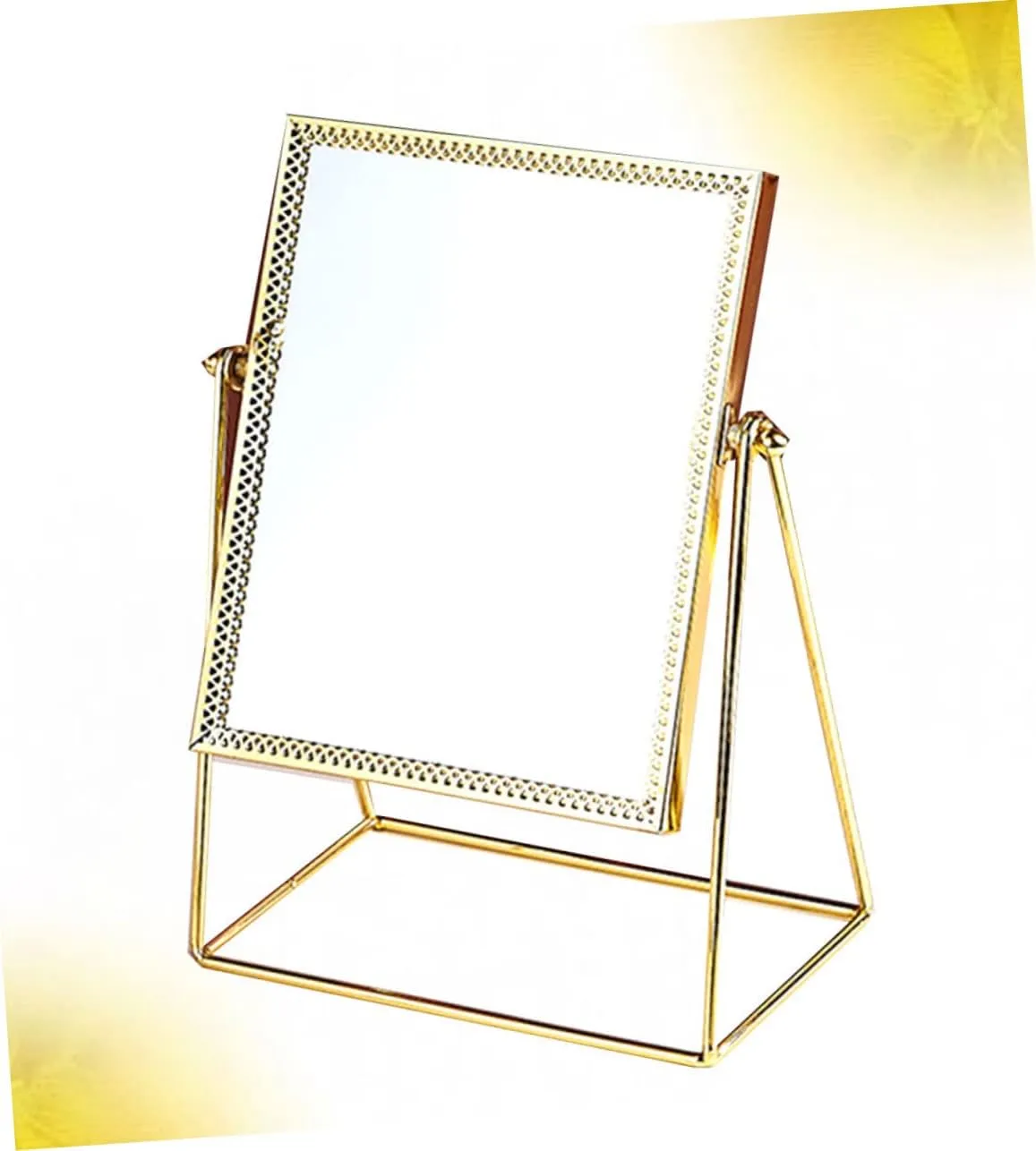 1pc Square Flower Lace Makeup Mirror Decorative Desk Mirror for Friends Family Elegant Design Golden Finish