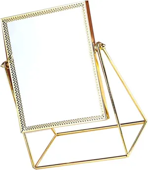1pc Square Makeup Mirror Flower Lace Decor Retro Painted Vanity Mirror for Home Stylish Desk Mirror Decor