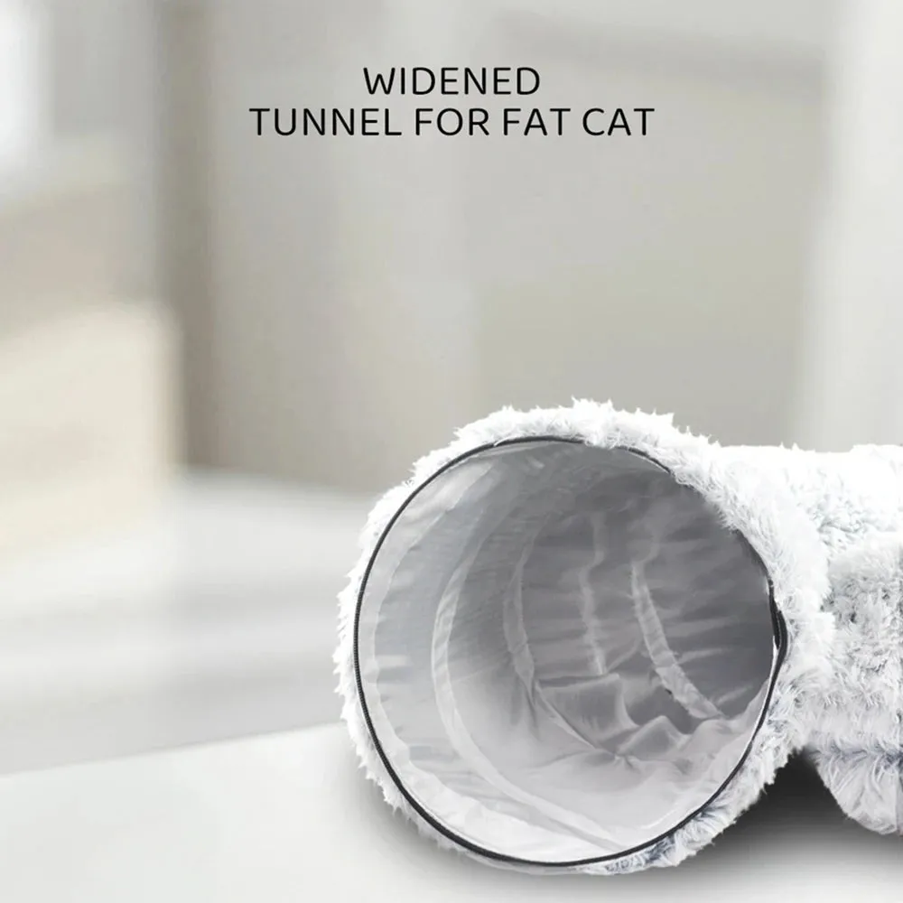 2-in-1 Plush Cat Tunnel with Cat Bed