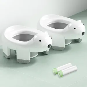 2-In-1 Potty Training Toilet & Seat for Toddlers (12M ) - Portable Potty with Liner Bags, Safety Locks & Adorable Polar Bear Design (2Pack)