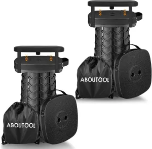 2 Pack Folding Camping Stool, Square Collapsible Portable Stool,Collapsible Stool with Elastic Seat Cushion& Adjustable Nylon Bag, Sturdy Lightweight Telescoping Foldable Stool,Max Load 485lb