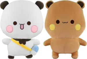 2 Pack White Bear and Brown Bear Plush Cute Panda Stuffed Animals for Girlfriends and Kids