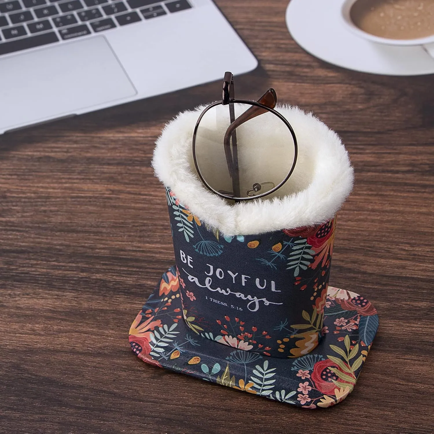 2 Pcs a Set, Plush Lined Eyeglasses Holder Stand Case Protective Glasses Case for Desks