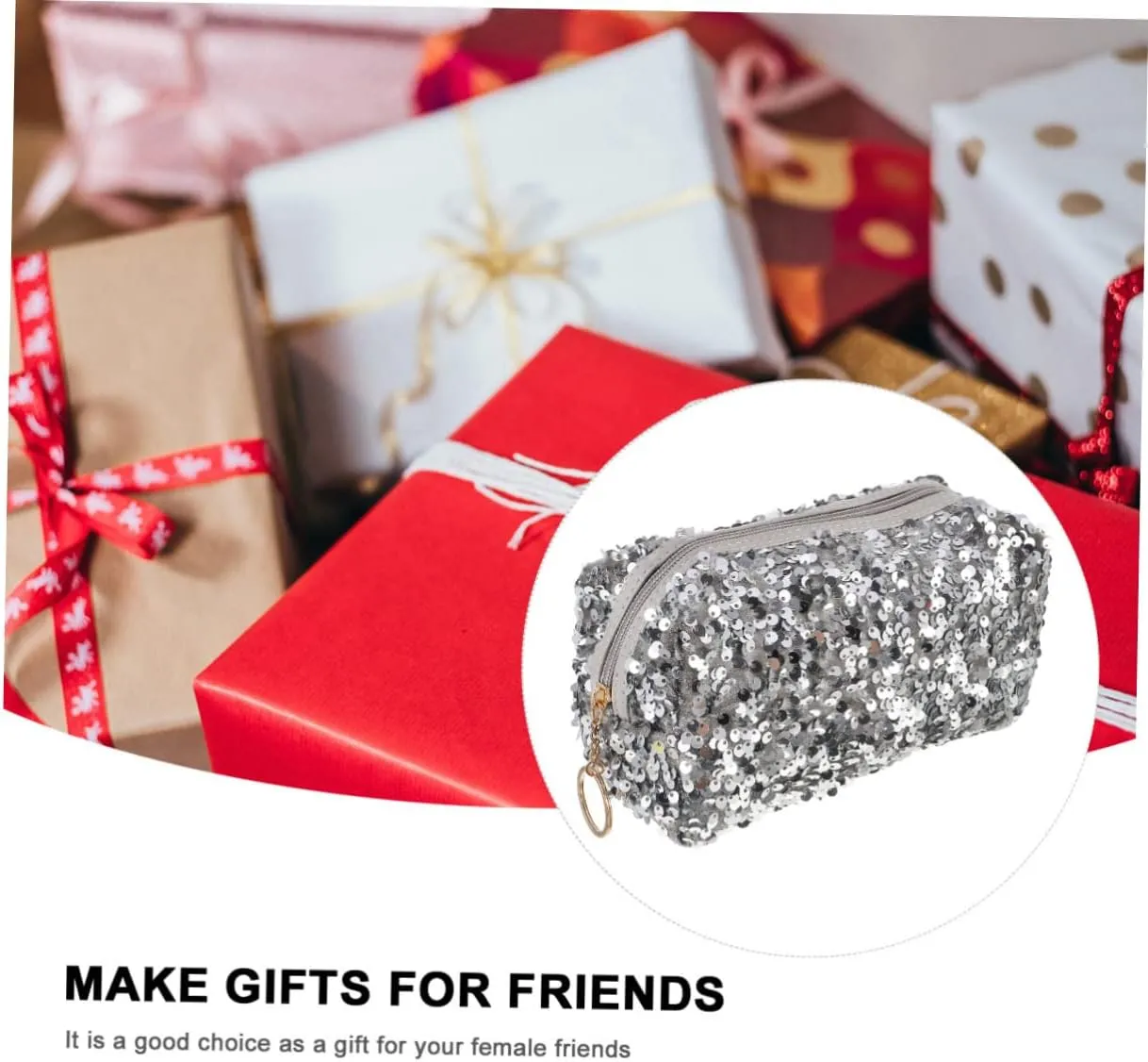 2 pcs Toiletry Skin Storage Portable Sequin Large Travel Capacity Bag Girls Ladies, Silverx3pcs, 19X10CMx3pcs
