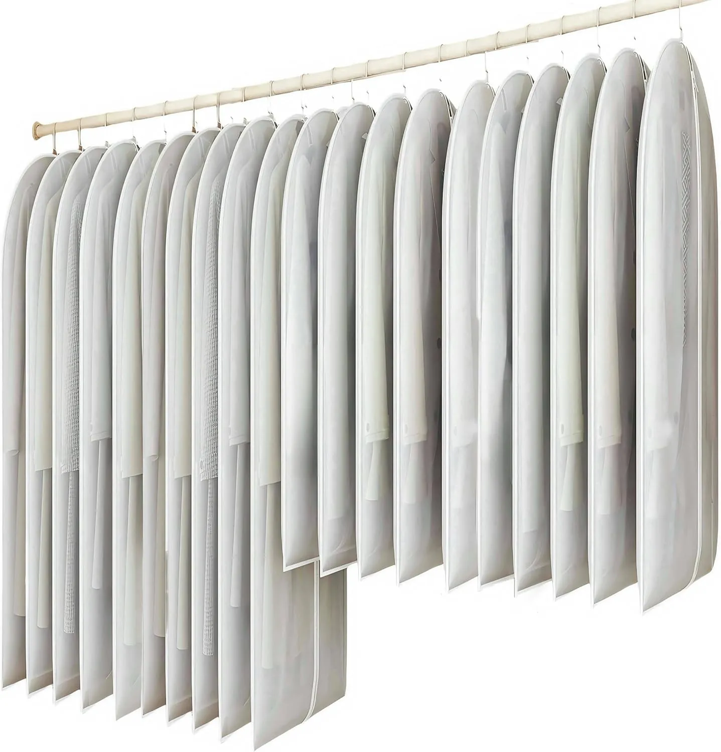 20 Pack Combo Size Clear Garment Bags for Hanging Clothes with Full Zipper for Closet Storage, Clothes Cover For Hanging, Wardrobe Bags for Hanging Clothes.(120 x 60CM x 10P, 100 x 60CM x 10P)