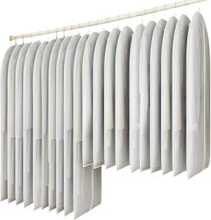 20 Pack Combo Size Clear Garment Bags for Hanging Clothes with Full Zipper for Closet Storage, Clothes Cover For Hanging, Wardrobe Bags for Hanging Clothes.(120 x 60CM x 10P, 100 x 60CM x 10P)