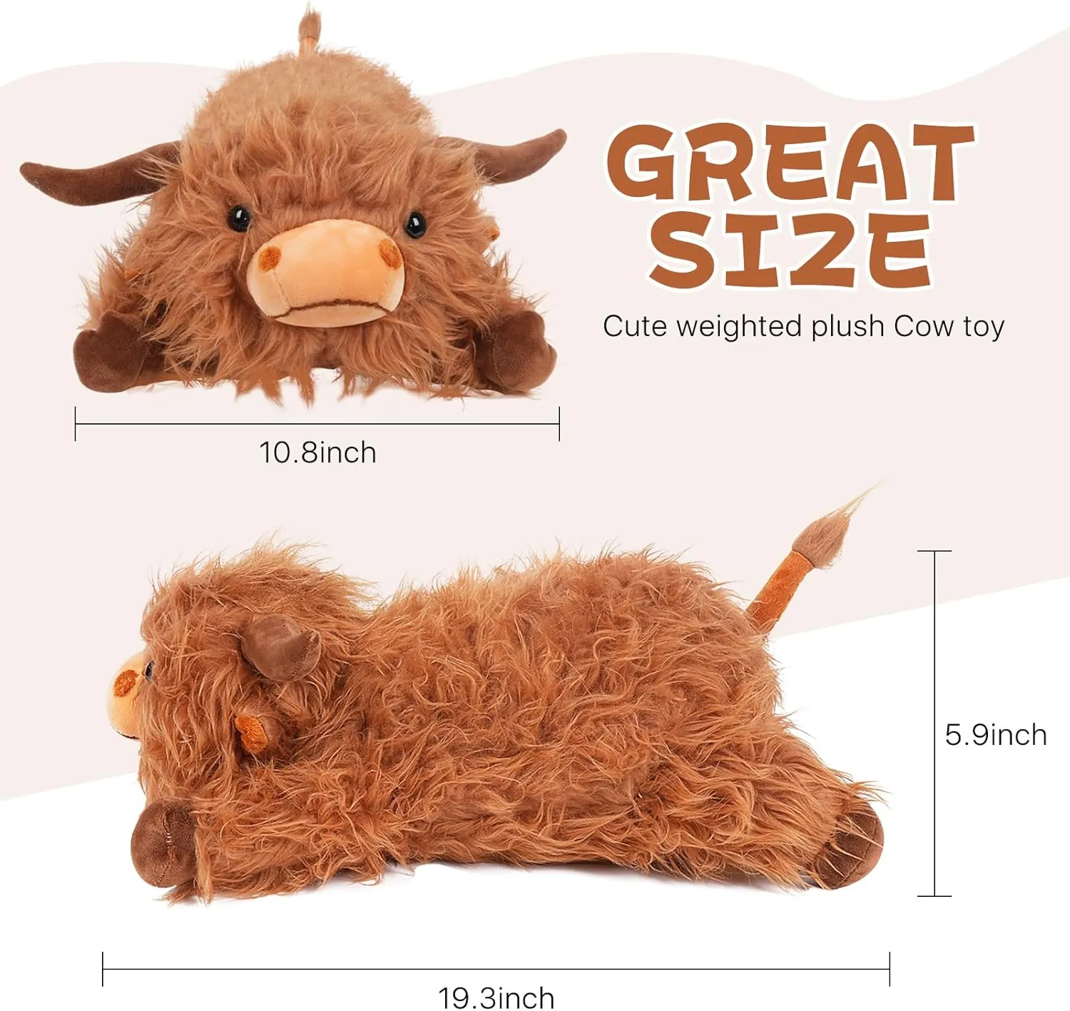 20” Weighted Highland Cow Stuffed Animals for Adults & Kids, 5lbs Large Weighted Highland Cow Lap Animals Plush Gift for Valentine Birthday Holidays