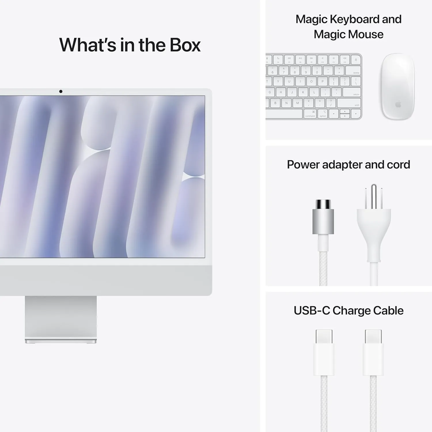 2024 Apple iMac Air with Apple M4 chip 8-core (24-inch, 16GB RAM, 256GB SSD Storage) Silver (Renewed)