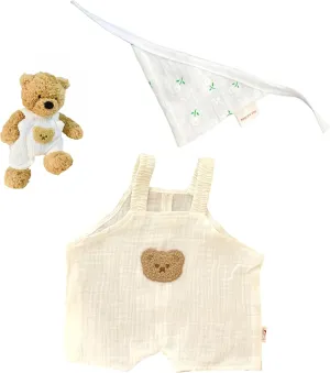20''/47-50cm Plush Animal Overalls & Bandana Set - Baby-Inspired Design for Premium 20'' Teddybear(2pc Includes 1 Doll Jumpsuit,1 Doll bib,no Doll)