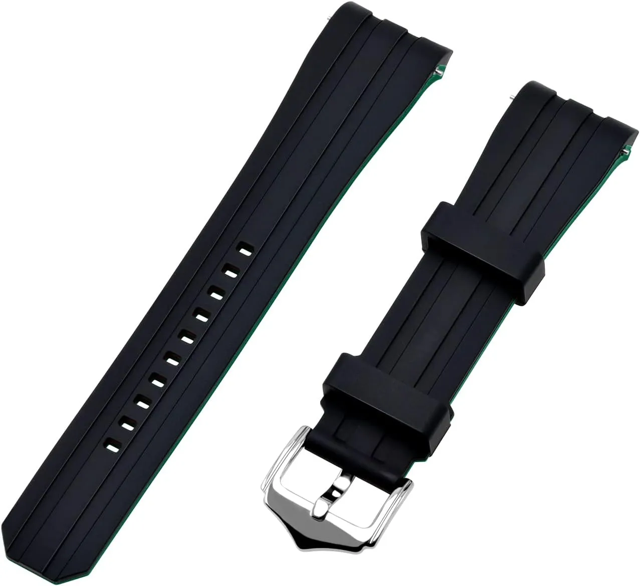 20mm 22mm Silicone Universal Watch Band Curved End Two Colors Black White Green Blue Orange Red Gray Rubber Quick Release Watch Strap for Men Women