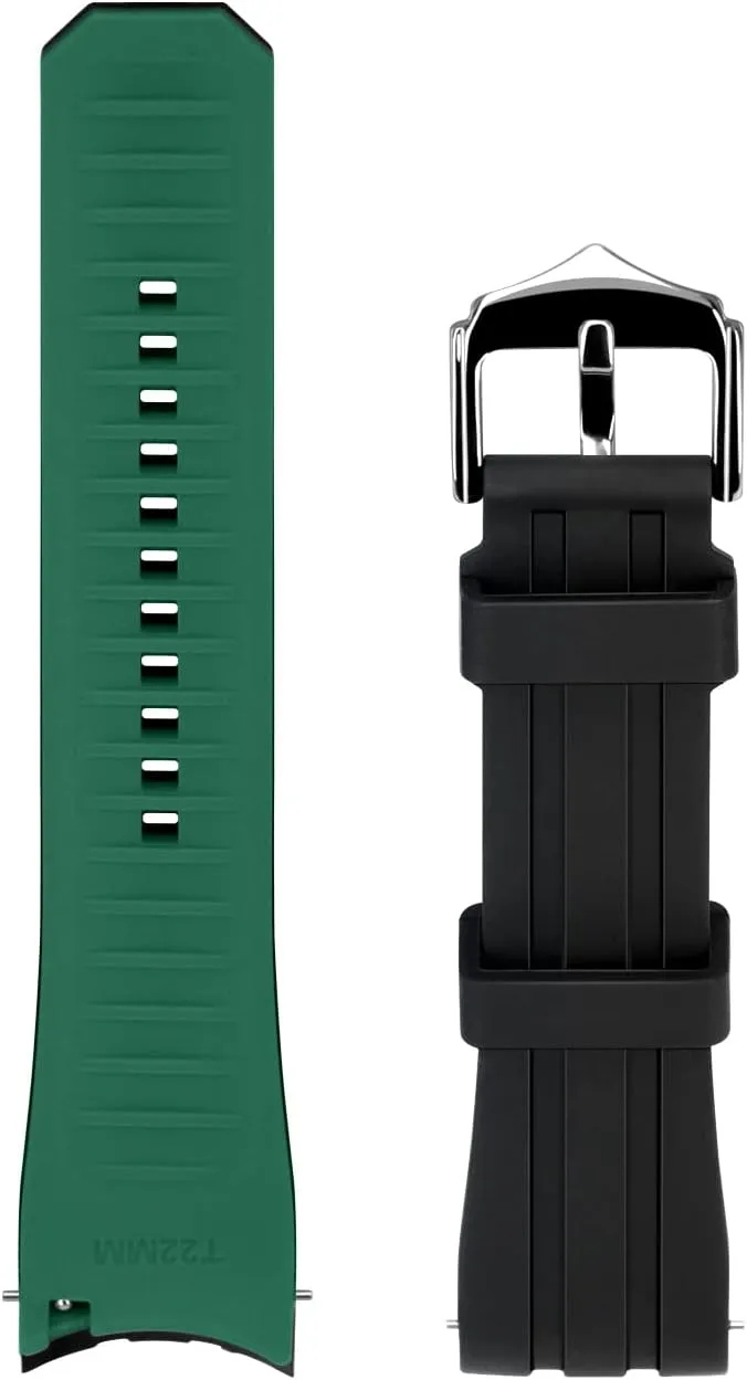 20mm 22mm Silicone Universal Watch Band Curved End Two Colors Black White Green Blue Orange Red Gray Rubber Quick Release Watch Strap for Men Women