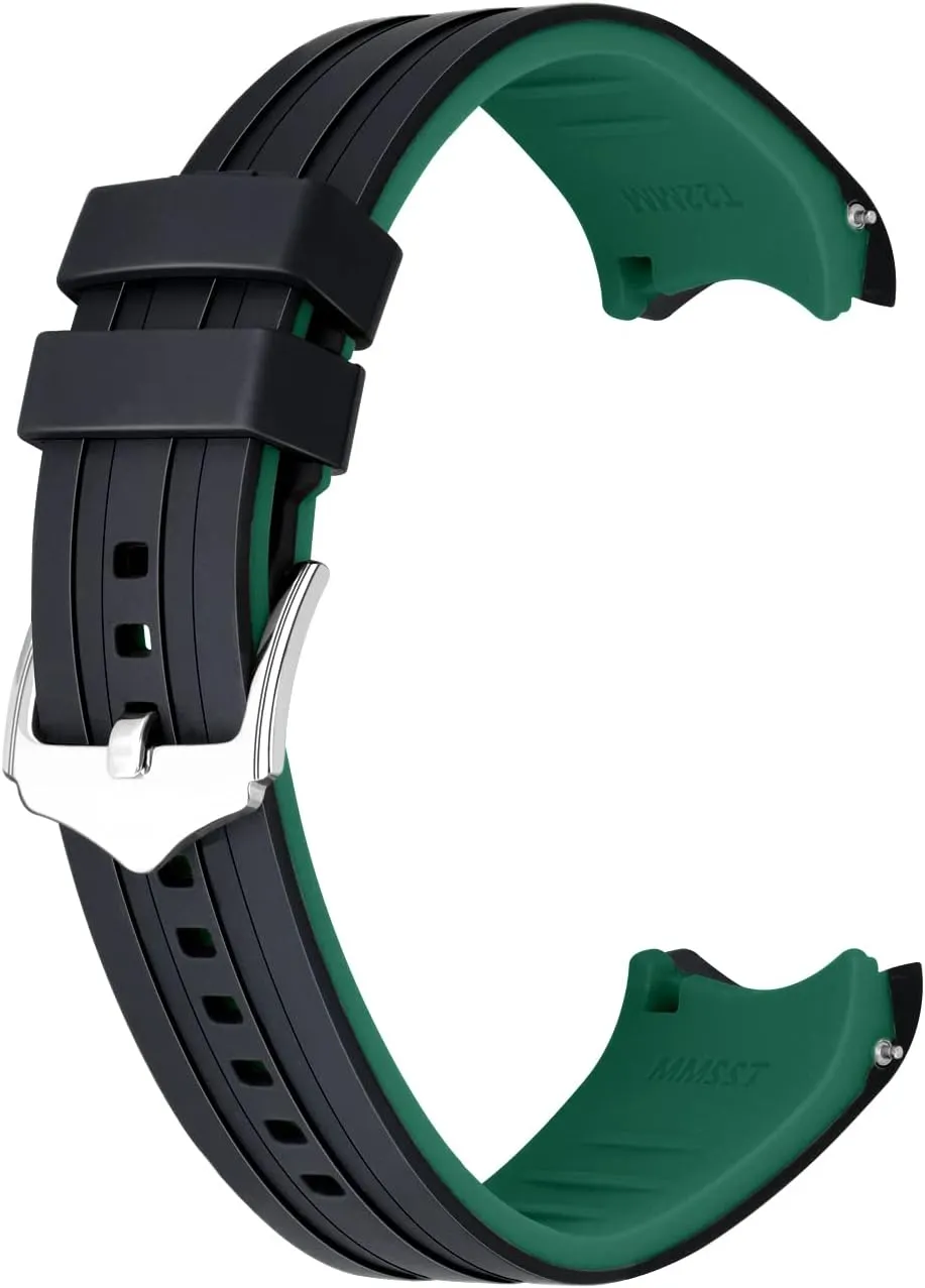 20mm 22mm Silicone Universal Watch Band Curved End Two Colors Black White Green Blue Orange Red Gray Rubber Quick Release Watch Strap for Men Women