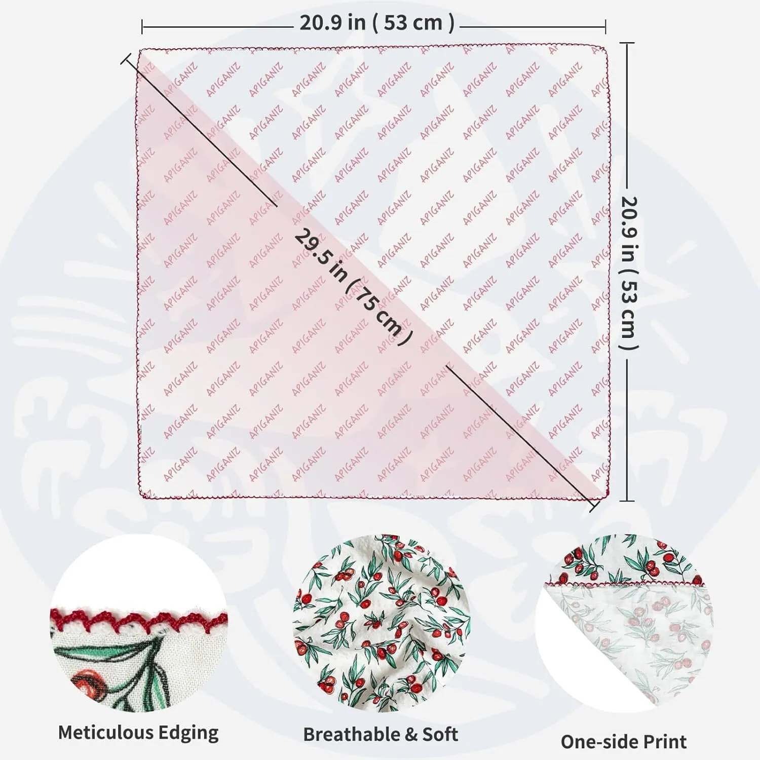 21"x21" Cotton Bandana for Women, Super Soft Puckered Fabric, Neck Scarf for Women, All-Occasion Gift