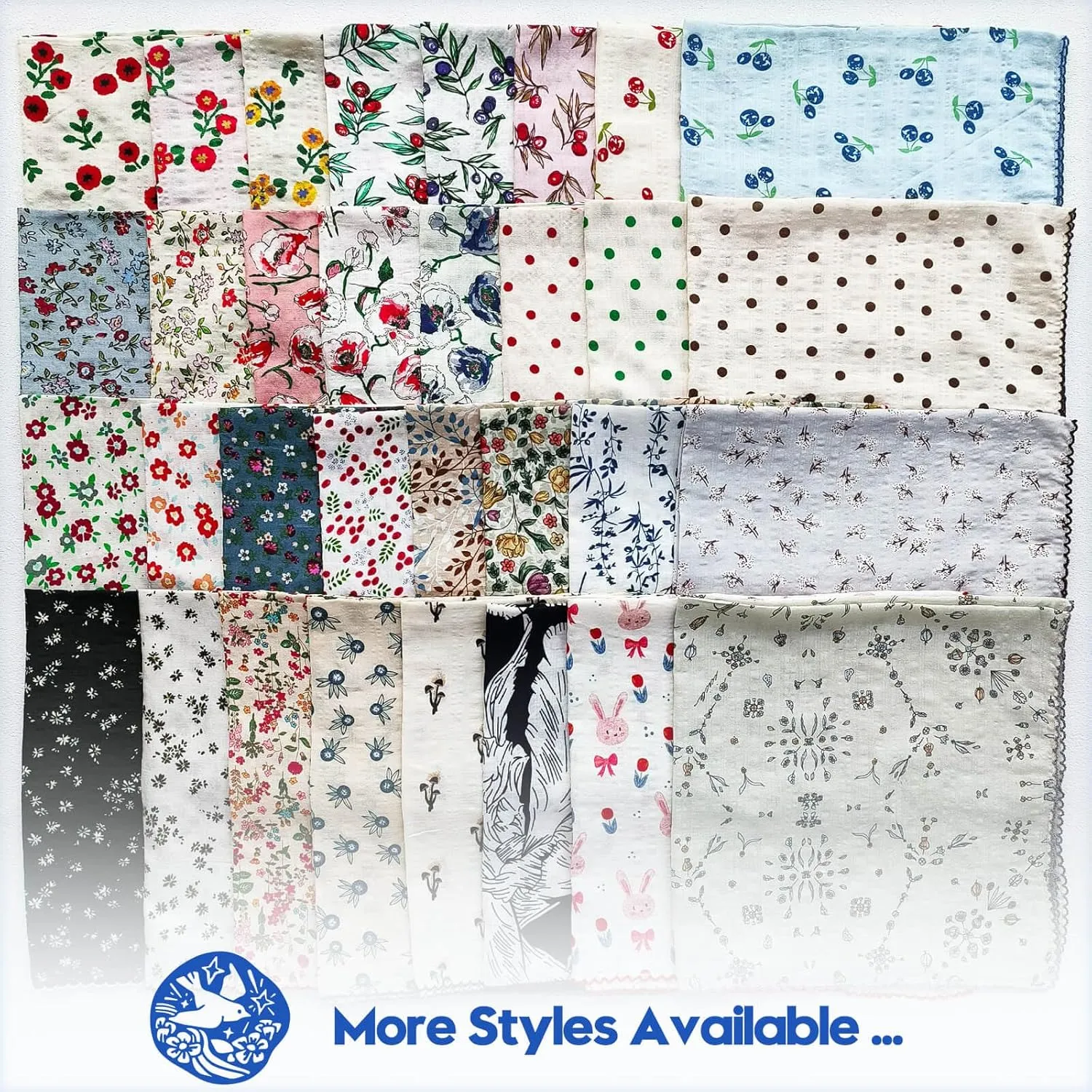 21"x21" Cotton Bandana for Women, Super Soft Puckered Fabric, Neck Scarf for Women, All-Occasion Gift
