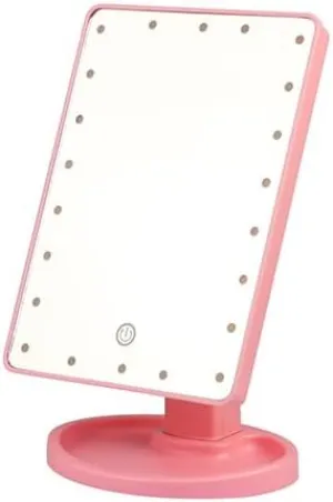 22 LED Lights Rechargeable Cosmetic Mirror 180° Rotation Makeup Mirror Touch Control Dimmable Vanity Mirror