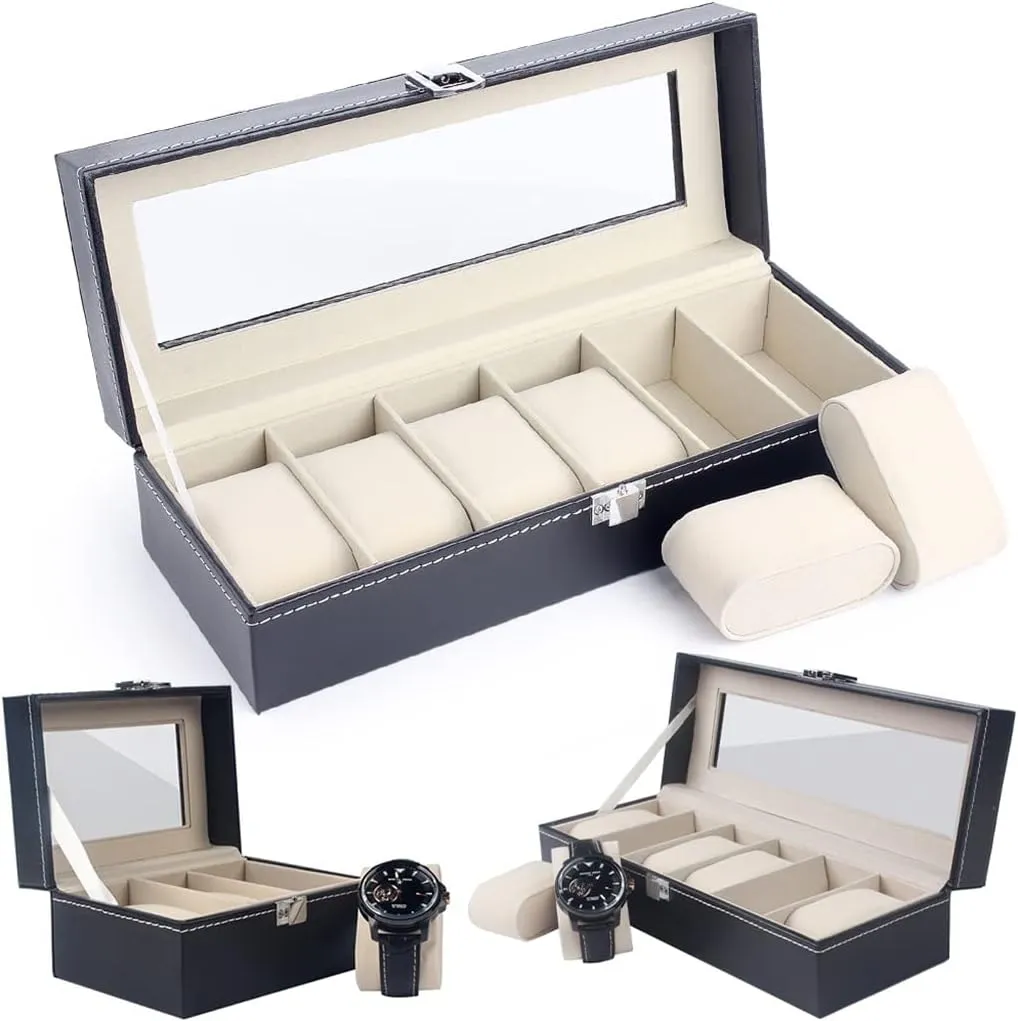 2/3/6 Slots Watch Storage Box Pu Leather Watch Organizer Mechanical Watches Display Holder Cases Jewelry Gift Box(2)