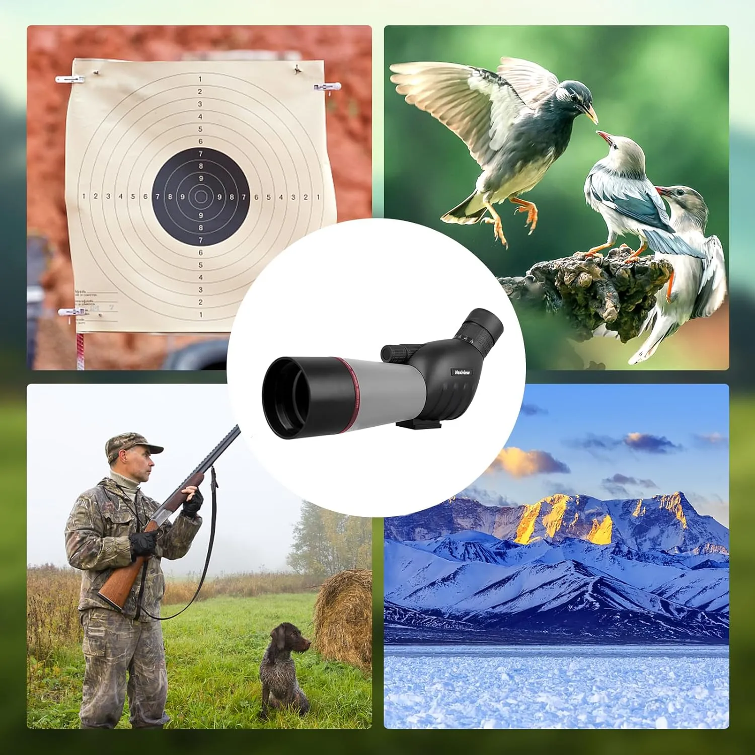 25-75x60 Spotting Scope with 64in Tripod, Carry Bag - Clear Low Light Vision Spotting Scopes - Fogproof Spotting Scopes for Target Shooting, Hunting, Birding, Wildlife Viewing (Grey)