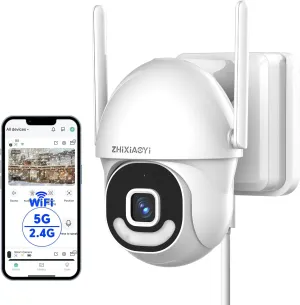 2K Security Cameras Outdoor Wired, 5G/2.4G WiFi Cameras with Color Night Vision, PIR Motion Detection, Two-Way Voice, 360° View Pan/Tilt for Outdoor Area, Parking Lot, Home Security