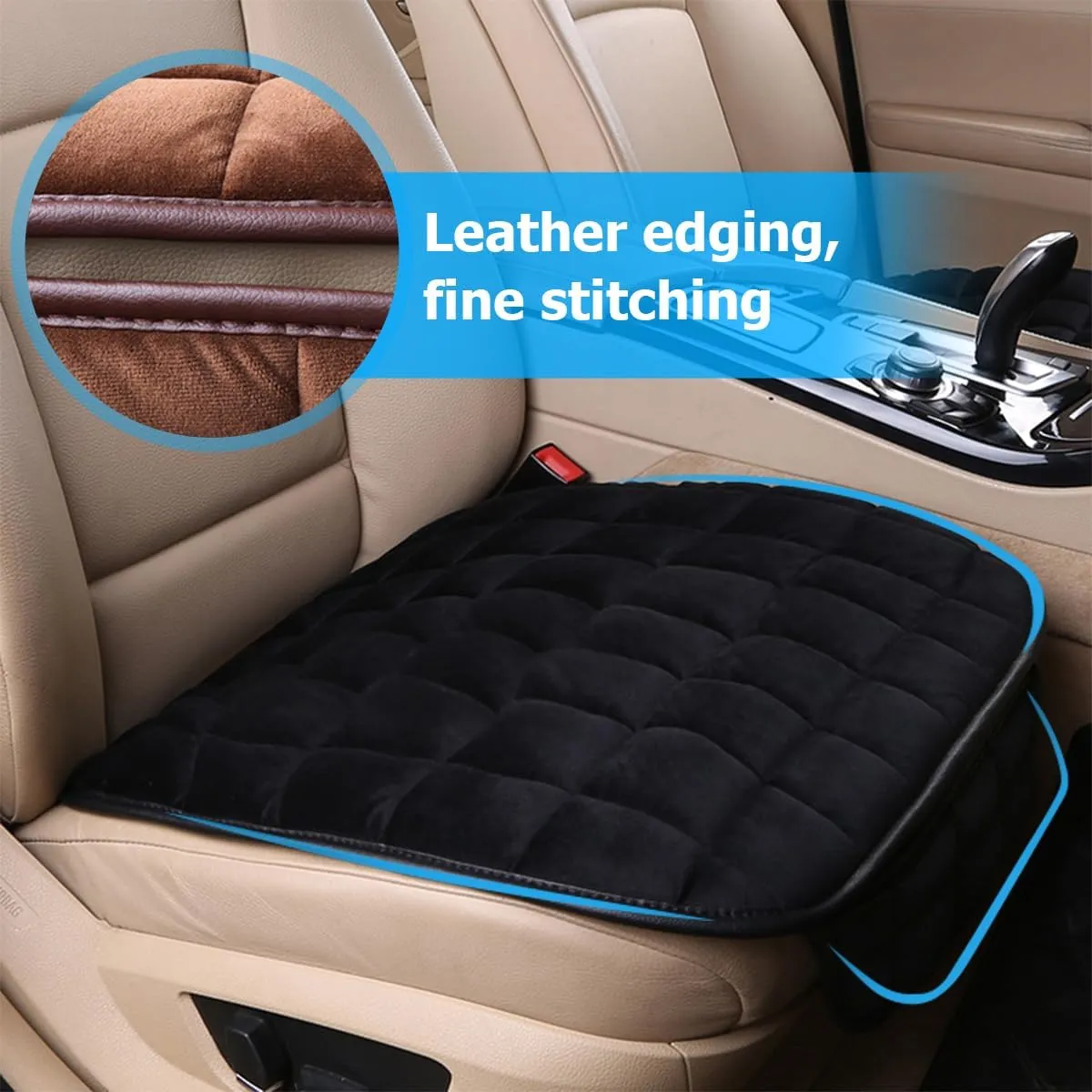 2PCS Car Seat Cushion, Automotive Breathable Comfort Memory Foam Thin Driver Seat Pad with Non-Slip Rubber Bottom & Storage Pouch, Universal for Vehicle Truck Van SUV Office Chair (Black)