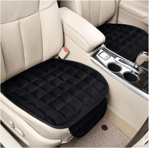 2PCS Car Seat Cushion, Automotive Breathable Comfort Memory Foam Thin Driver Seat Pad with Non-Slip Rubber Bottom & Storage Pouch, Universal for Vehicle Truck Van SUV Office Chair (Black)