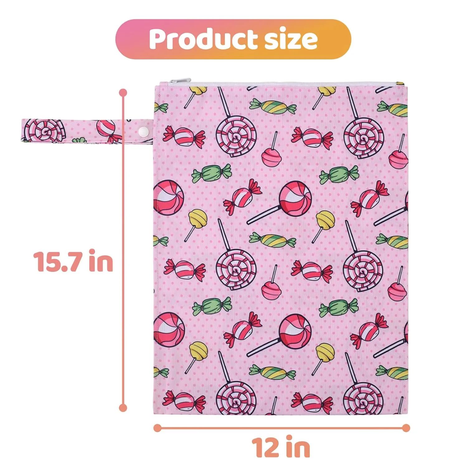 2pcs Waterproof Wet bags for Baby Cloth Diaper Soiled Items Swimsuit Travel Beach Pool Pump Parts Dirty Yoga Gym Clothes Makeup Bag Reusable&Lightweight-Ice Cream,Lollipop