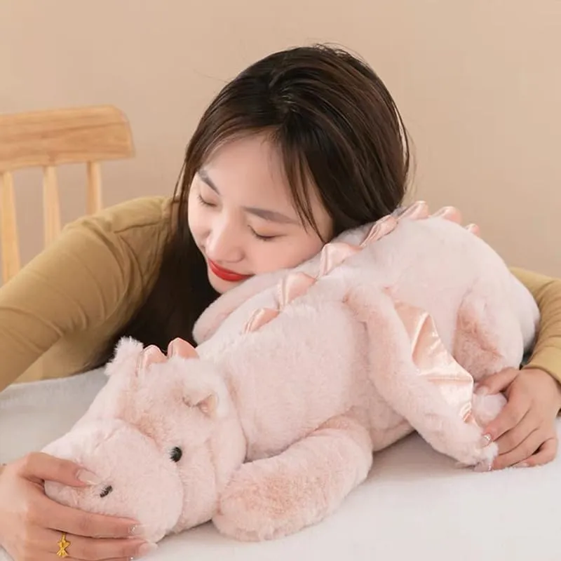 35.4" Pink Dragon Stuffed Animal, Medium Soft Dinosaur Plush for Kids and Adults, Sturdy Fluffy Plushie Pillow