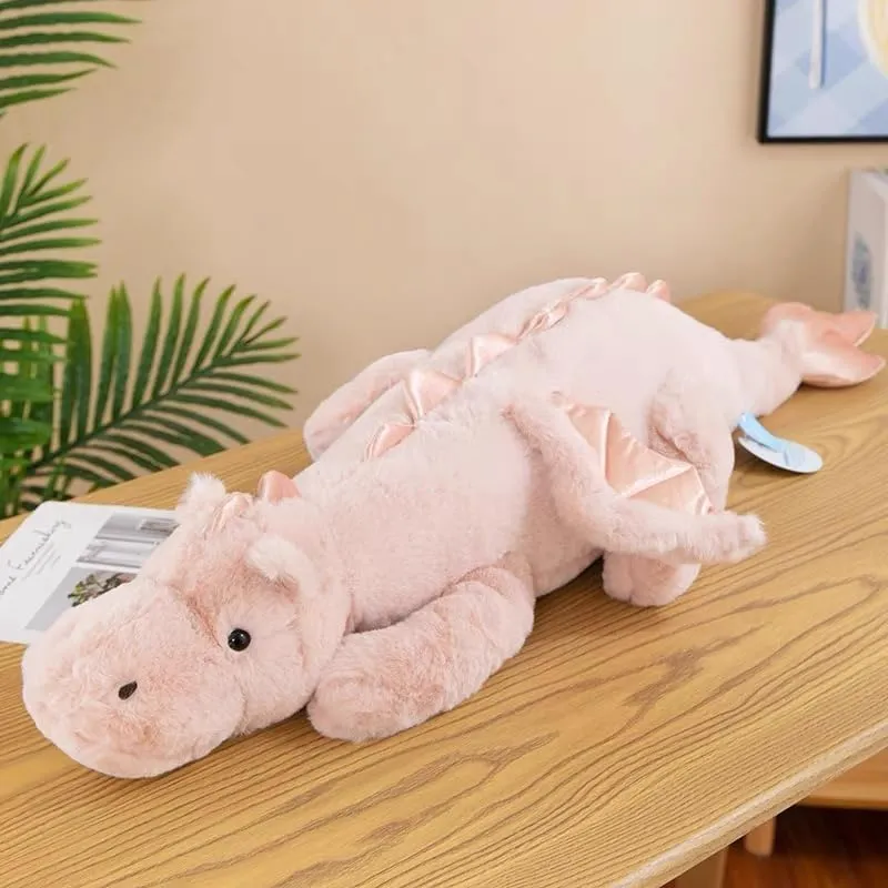 35.4" Pink Dragon Stuffed Animal, Medium Soft Dinosaur Plush for Kids and Adults, Sturdy Fluffy Plushie Pillow
