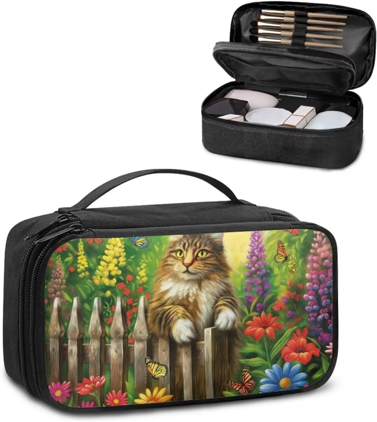 3D Cat Travel Toiletry Bag Womens Makeup Travel Bag Lightweight Skin Care Bag Large Capacity Travel Cosmetic Bag Organizer Multifunction Toiletries Storage Pouch Birthday Gifts for Women