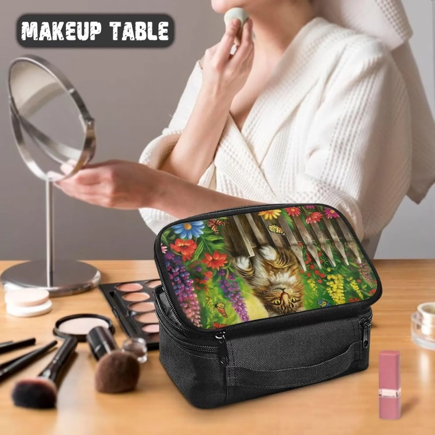3D Cat Travel Toiletry Bag Womens Makeup Travel Bag Lightweight Skin Care Bag Large Capacity Travel Cosmetic Bag Organizer Multifunction Toiletries Storage Pouch Birthday Gifts for Women
