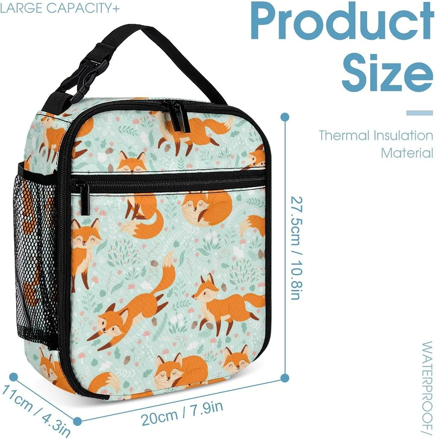 3pcs Cartoon Jungle Fox Backpack Set, Multi-functional Laptop Bag 17in Water Resistant Travel Daypack, Large Capacity Double Shoulder Backpack With Lunch Bag (Cartoon Jungle Fox