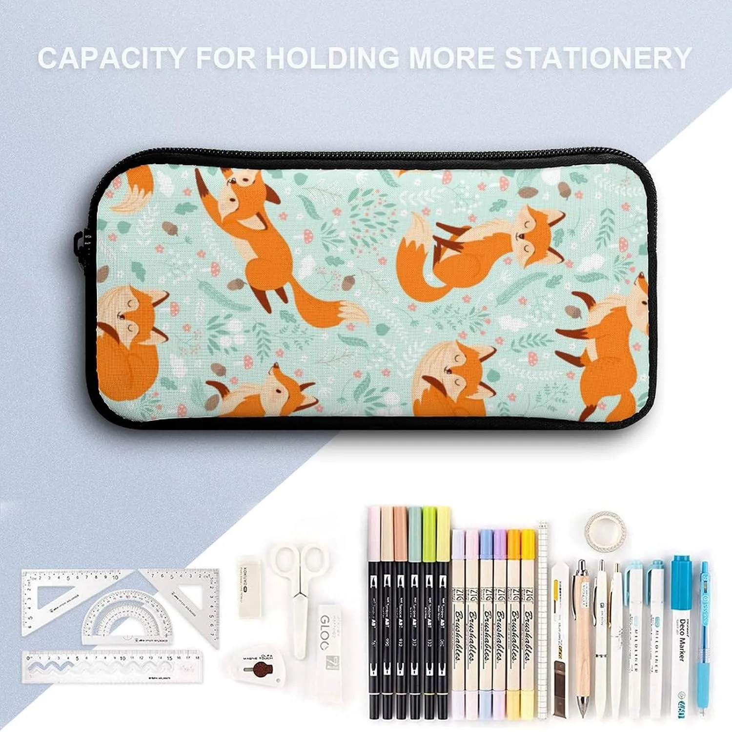 3pcs Cartoon Jungle Fox Backpack Set, Multi-functional Laptop Bag 17in Water Resistant Travel Daypack, Large Capacity Double Shoulder Backpack With Lunch Bag (Cartoon Jungle Fox