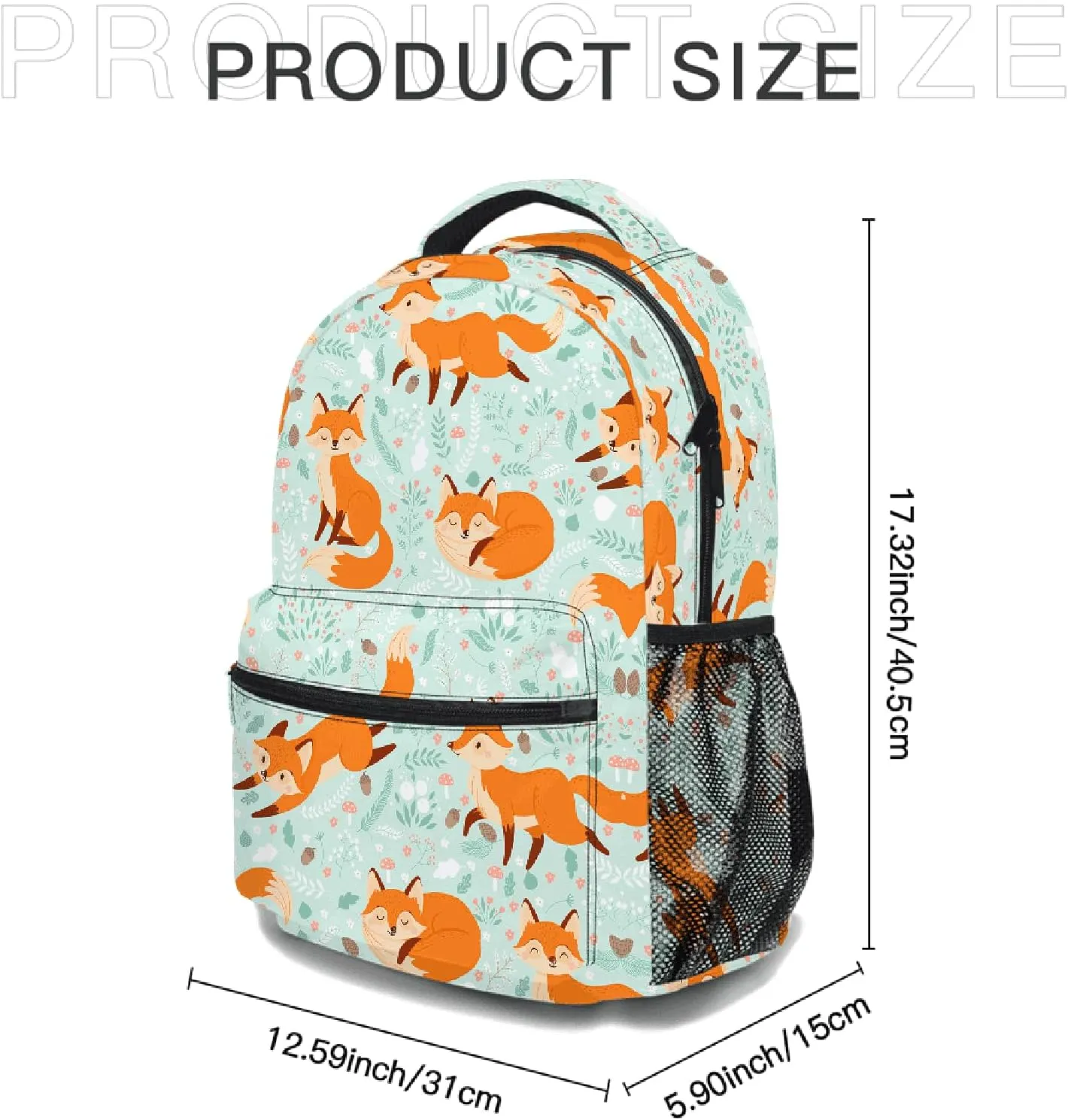 3pcs Cartoon Jungle Fox Backpack Set, Multi-functional Laptop Bag 17in Water Resistant Travel Daypack, Large Capacity Double Shoulder Backpack With Lunch Bag (Cartoon Jungle Fox