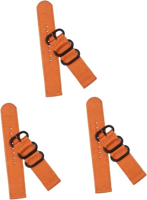 3pcs Nylon Watch Strap Joint Webbing Band Black Buckle Comfortable Odor Fitness Swimming Diving and Climbing Easy Installation Seamless Design High-end Clasp