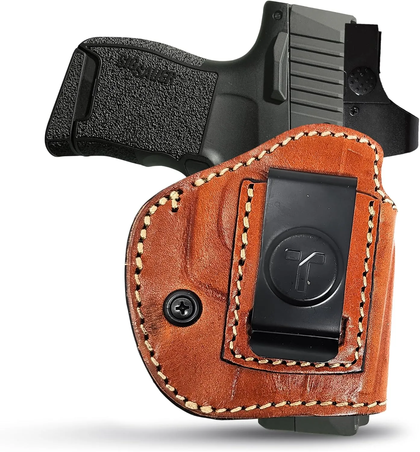 4 in 1 Multi Position IWB/OWB Leather Holster Optic Ready. Fits for Sig Sauer P365 / P365 XL Glock 42 43 - Concealed Urban Carry Gun Leather Holster for Pistols