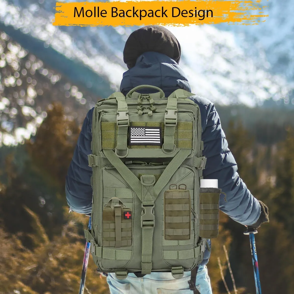 45L Military Tactical Backpack Large 3 Day Assault Pack Army Bug Out Bag Rucksack Backpack Molle Bag Backpacks