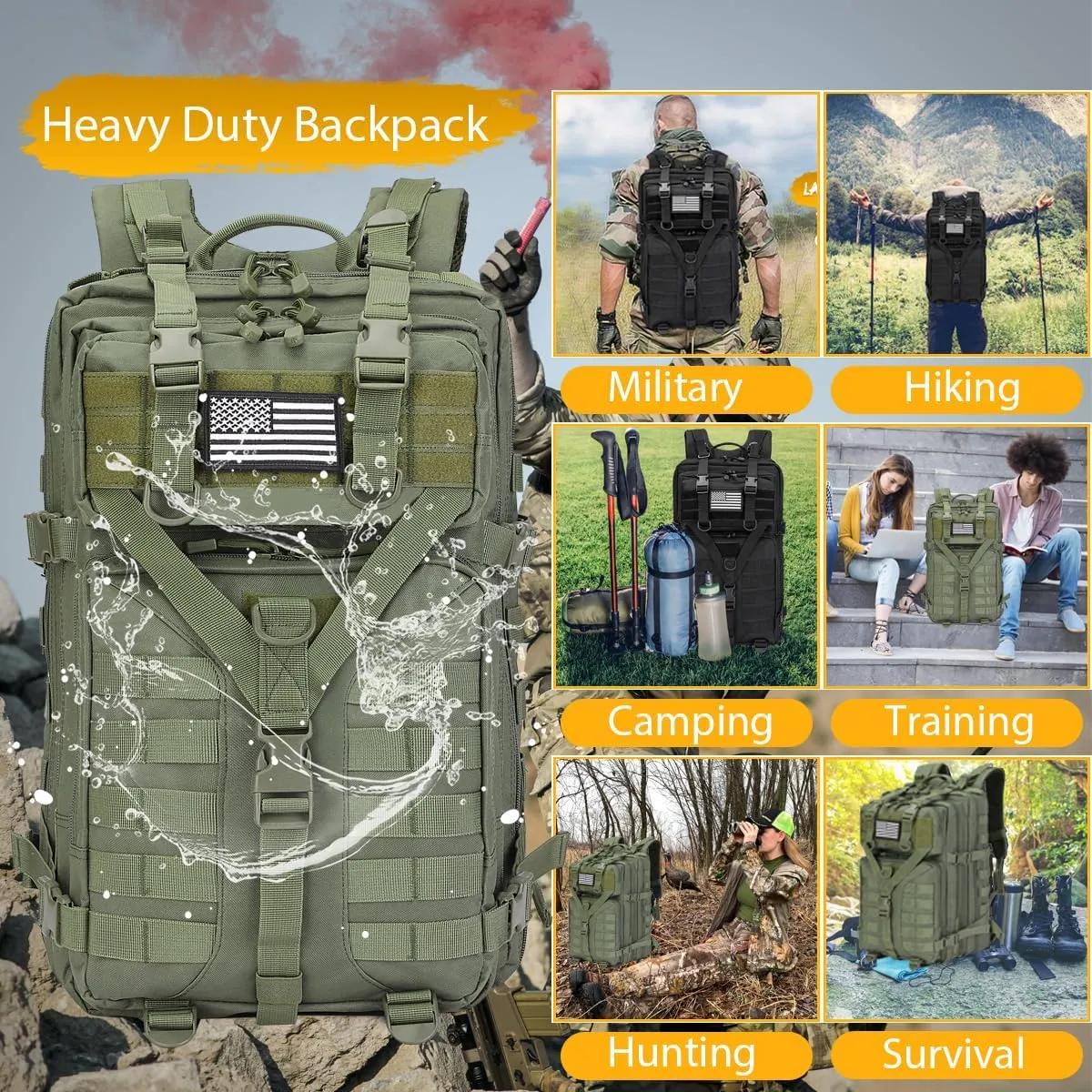 45L Military Tactical Backpack Large 3 Day Assault Pack Army Bug Out Bag Rucksack Backpack Molle Bag Backpacks
