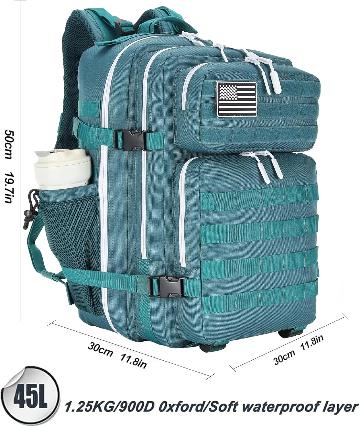45L Tactical Assault Backpack 3 day assault pack with Molle Waterproof backpack Rucksack for Tactical Backpacks (Blackish Green)