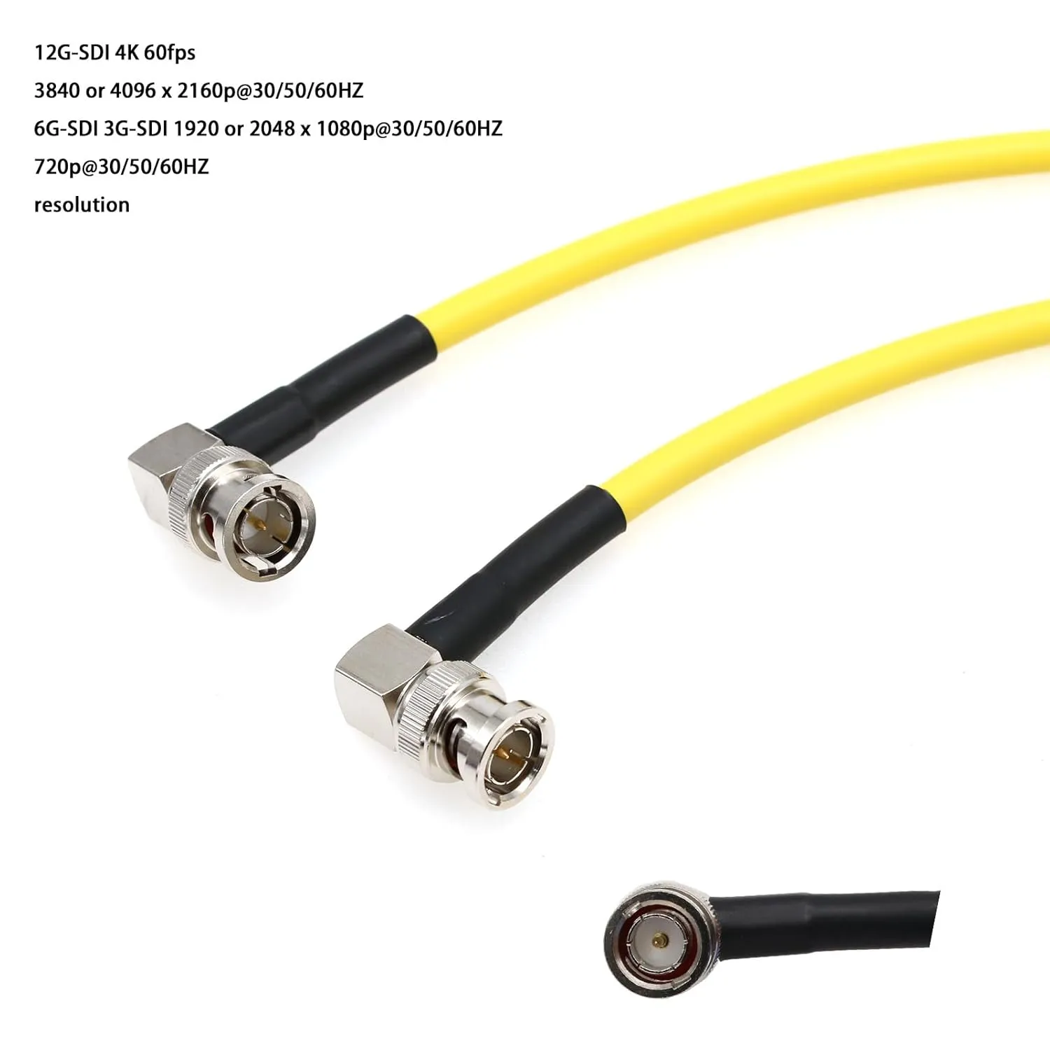4K 12G SDI BNC Video Coaxial Cable for ARRI Alexa 35 LF Camera Trinity 2 Steadicam Transvideo Starlite Atomos SmallHD Monitor Hollyland Teradek, Yellow 1m