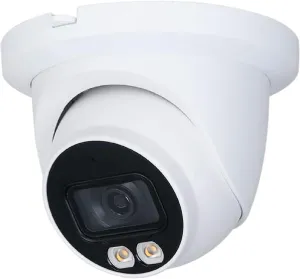 4MP HD Full Color PoE Turret Network Camera IPC-HDW2449TM-S-IL, IP Security Camera for Dahua N43BJ62, Smart Motion Detection, Dual Illumination, LED/IR Night Vision, IP67, 2.8mm Fixed Lens, White
