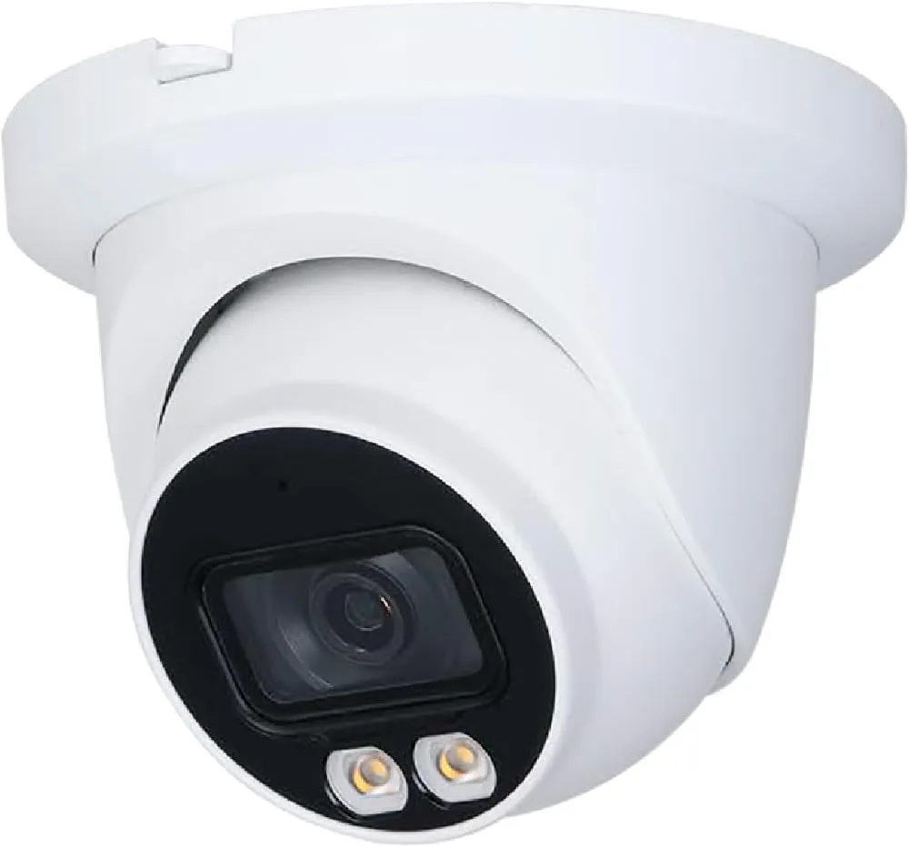 4MP HD Full Color PoE Turret Network Camera IPC-HDW2449TM-S-IL, IP Security Camera for Dahua N43BJ62, Smart Motion Detection, Dual Illumination, LED/IR Night Vision, IP67, 2.8mm Fixed Lens, White