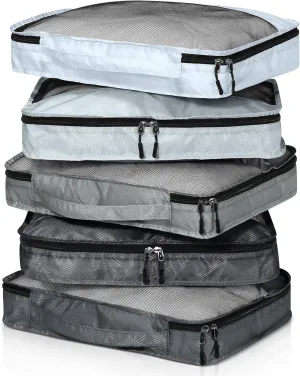 5 Pcs Packing Cubes for Suitcase Large Travel Cubes Carry on Luggage Organizer Bags for Clothes Accessories(L,Black)