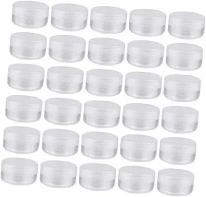 50Pcs Mini Cream Storage Boxes Travel Friendly Cosmetic Containers for Makeup Powder Cream Small Round Jars White Lightweight Leak Design for Daily Use