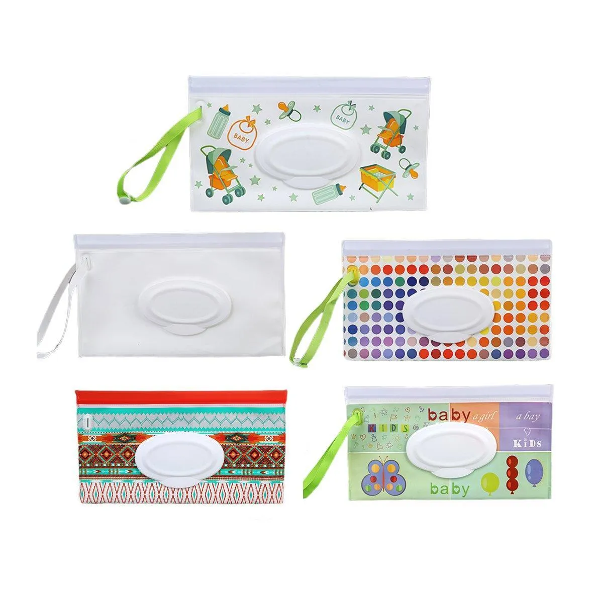 5PCS Dispenser Travel Wet Wipe Bag Pouch Baby Care Portable Tissue Case Holder