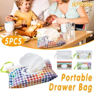 5PCS Dispenser Travel Wet Wipe Bag Pouch Baby Care Portable Tissue Case Holder