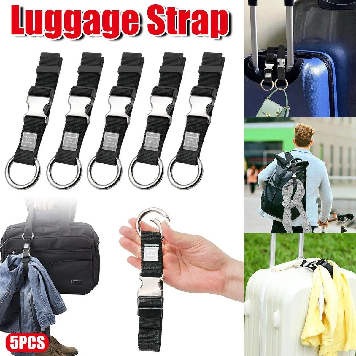 5PCS Luggage Anti Theft Multi-role Metal Buckle Hook Load Bearing Suitcase Strap