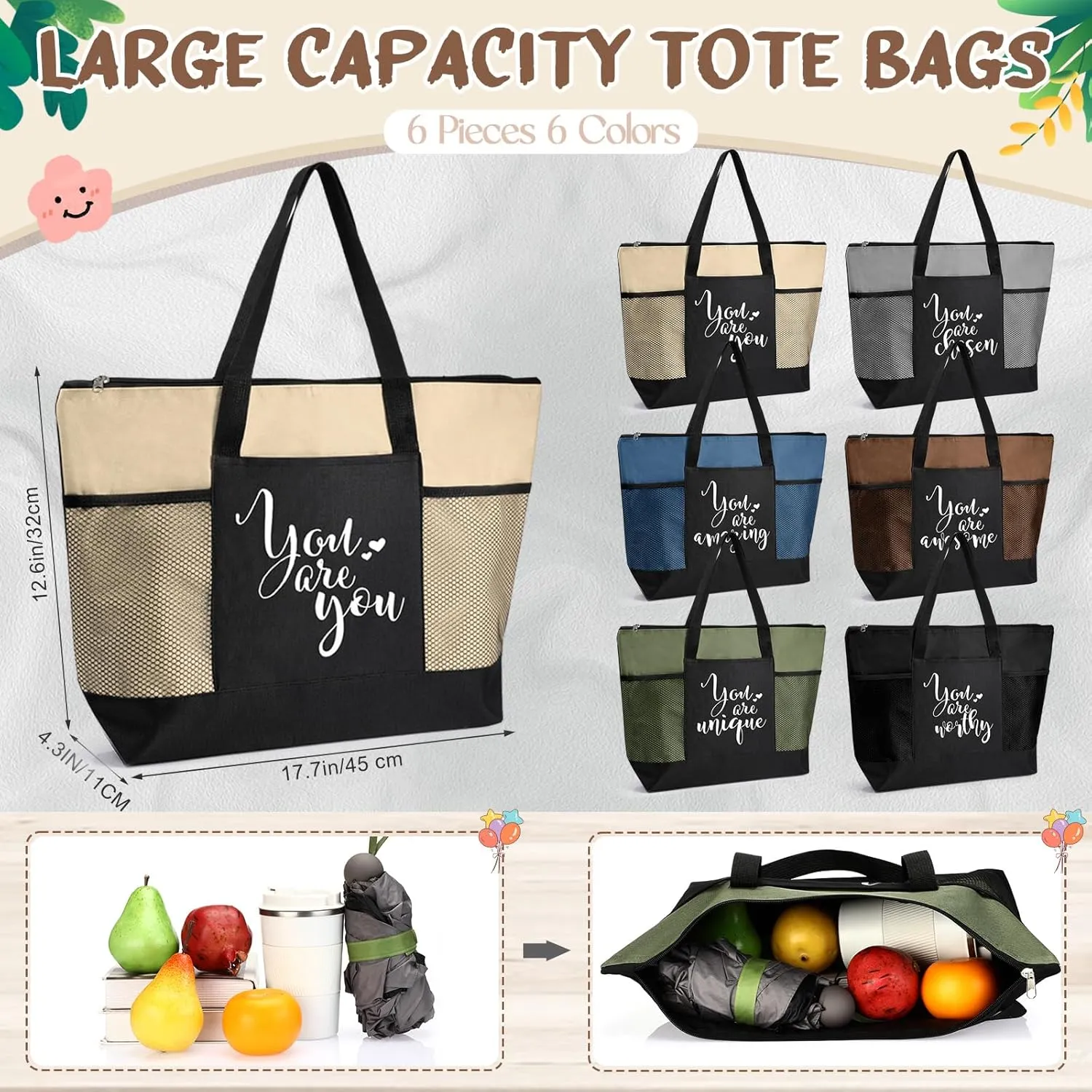 6Pcs Thank You Tote Bags Bulk Employee Appreciation Gifts for Women Team Social Worker Nurse Teacher Medical Assistant