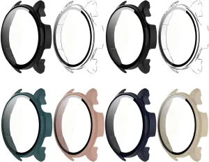 8 Pack Case for Amazfit Balance SmartWatch Screen Protector, Hard PC Bumper Overall Protective Tempered Glass Cover Accessories for Women Men Clear